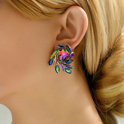 1 Pair Elegant Luxurious Shiny Wings Plating Metal Inlay Zinc Alloy Glass Ear Studs