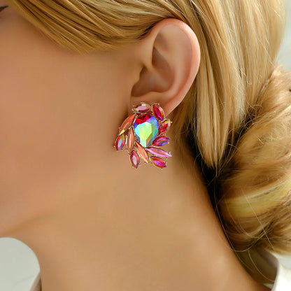 1 Pair Elegant Luxurious Shiny Wings Plating Metal Inlay Zinc Alloy Glass Ear Studs