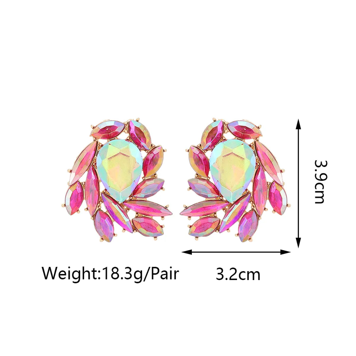 1 Pair Elegant Luxurious Shiny Wings Plating Metal Inlay Zinc Alloy Glass Ear Studs