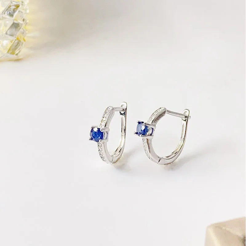 1 Pair Elegant Luxurious Simple Style Circle Plating Inlay Sterling Silver Gem Gold Plated Drop Earrings