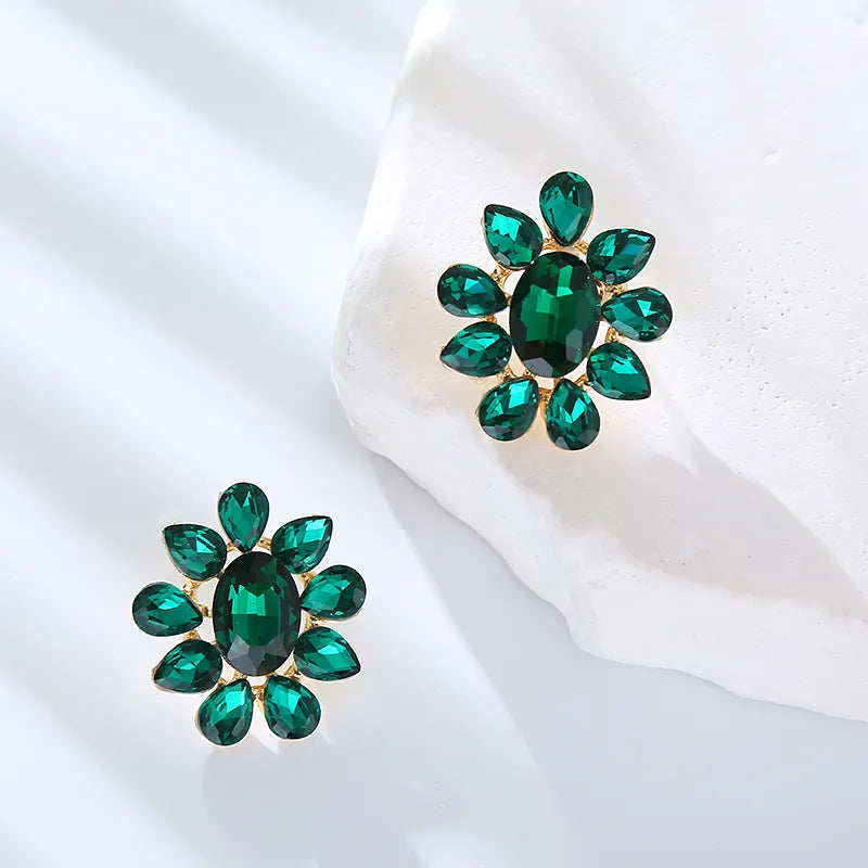 1 Pair Elegant Luxurious Simple Style Flower Inlay Rhinestone Rhinestones Ear Studs