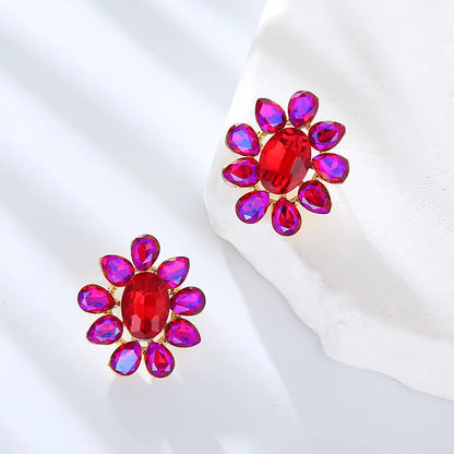 1 Pair Elegant Luxurious Simple Style Flower Inlay Rhinestone Rhinestones Ear Studs