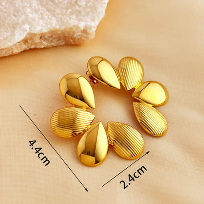 1 Pair Elegant Luxurious Simple Style Flower Plating 304 Stainless Steel Ear Studs