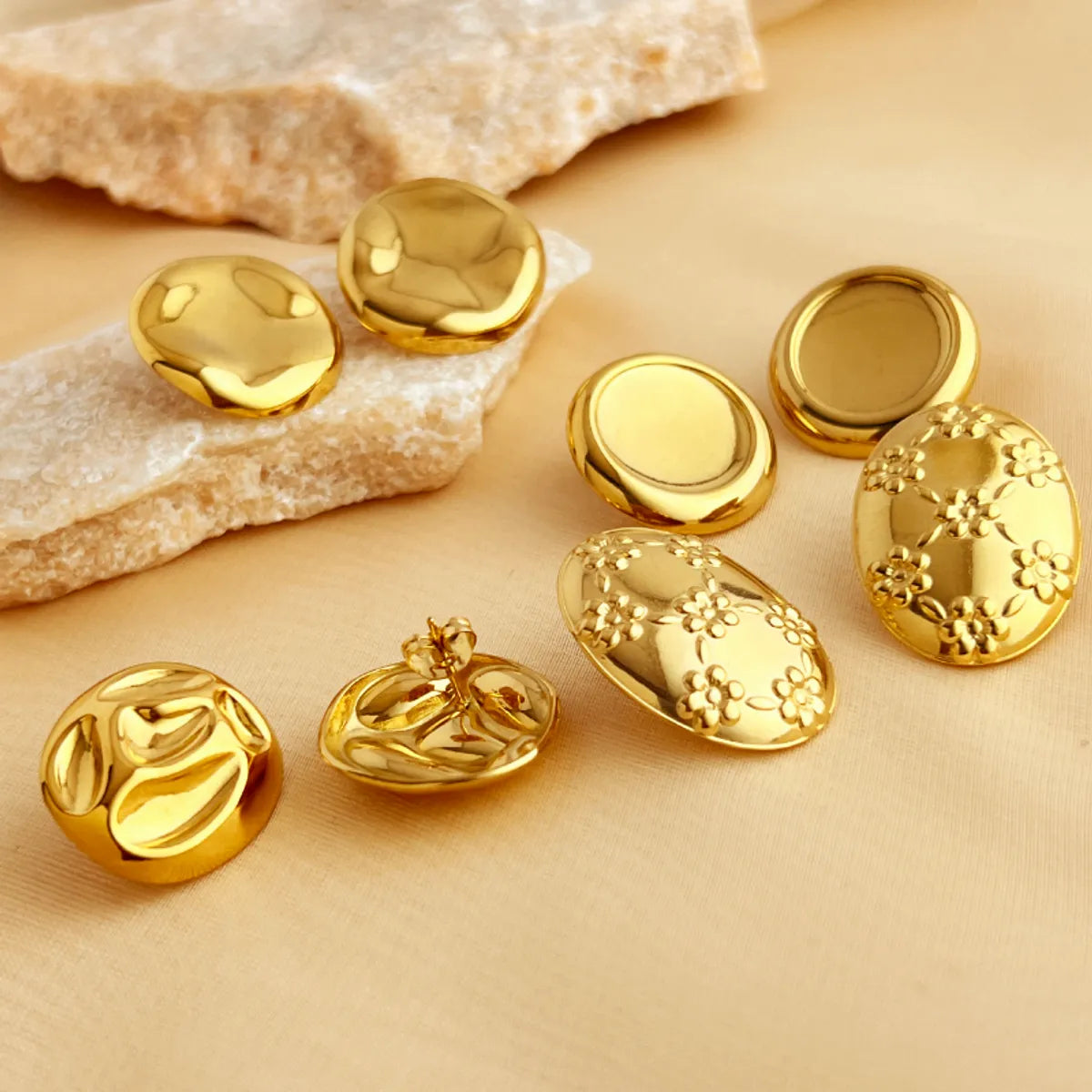 1 Pair Elegant Luxurious Simple Style Geometric Plating 304 Stainless Steel 18K Gold Plated Ear Studs