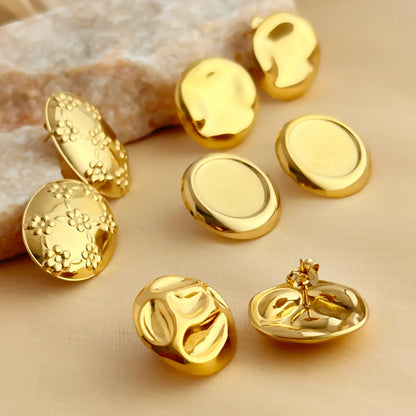 1 Pair Elegant Luxurious Simple Style Geometric Plating 304 Stainless Steel 18K Gold Plated Ear Studs