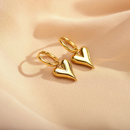 1 Pair Elegant Luxurious Simple Style Heart Shape Butterfly Plating Stainless Steel Gold Plated Drop Earrings