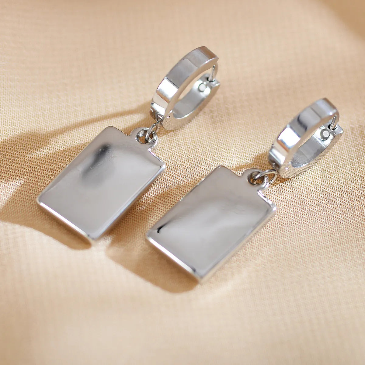 1 Pair Elegant Luxurious Simple Style Square Plating Inlay Stainless Steel Zircon Silver Plated Earrings