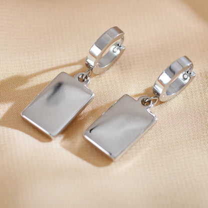 1 Pair Elegant Luxurious Simple Style Square Plating Inlay Stainless Steel Zircon Silver Plated Earrings