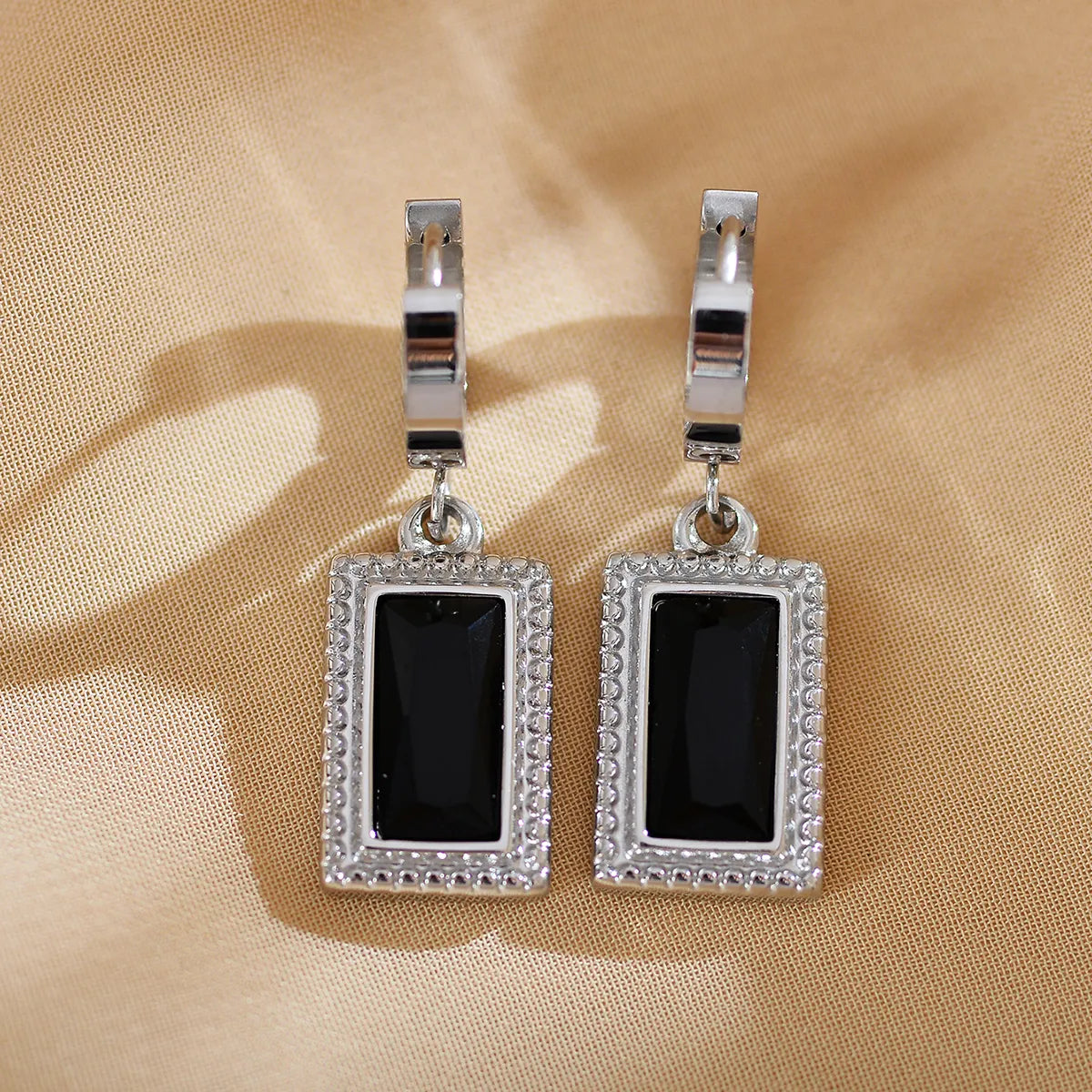 1 Pair Elegant Luxurious Simple Style Square Plating Inlay Stainless Steel Zircon Silver Plated Earrings