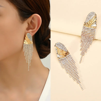 1 Pair Elegant Luxurious Solid Color Inlay Zinc Alloy Artificial Crystal Drop Earrings