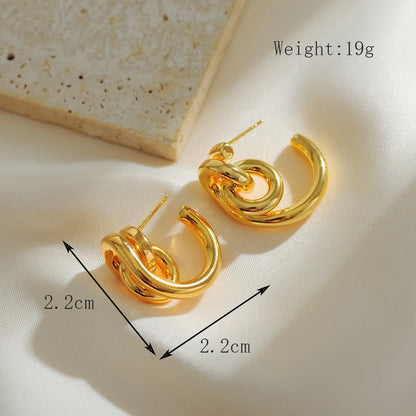 1 Pair Elegant Luxurious Solid Color Plating Copper 18K Gold Plated Ear Studs