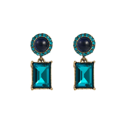 1 Pair Elegant Luxurious Square Inlay Alloy Resin Rhinestones Glass Drill Drop Earrings