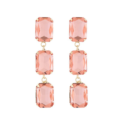 1 Pair Elegant Luxurious Square Plating Inlay Alloy Glass Gold Plated Drop Earrings