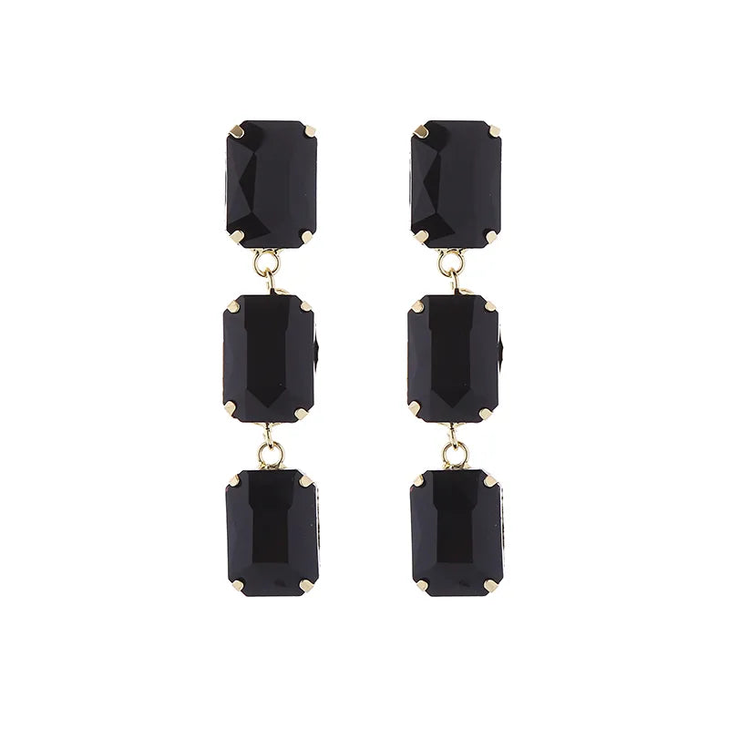 1 Pair Elegant Luxurious Square Plating Inlay Alloy Glass Gold Plated Drop Earrings