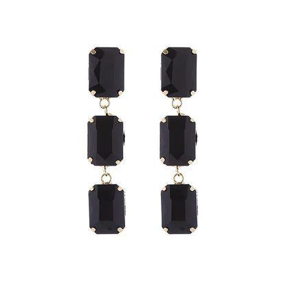 1 Pair Elegant Luxurious Square Plating Inlay Alloy Glass Gold Plated Drop Earrings