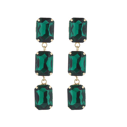 1 Pair Elegant Luxurious Square Plating Inlay Alloy Glass Gold Plated Drop Earrings