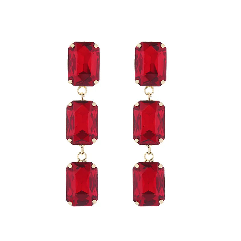 1 Pair Elegant Luxurious Square Plating Inlay Alloy Glass Gold Plated Drop Earrings