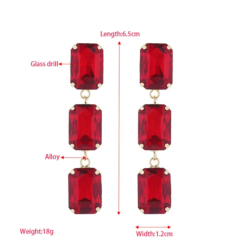 1 Pair Elegant Luxurious Square Plating Inlay Alloy Glass Gold Plated Drop Earrings