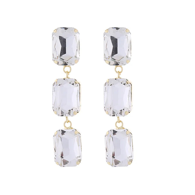 1 Pair Elegant Luxurious Square Plating Inlay Alloy Glass Gold Plated Drop Earrings