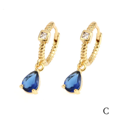 1 Pair Elegant Luxurious Streetwear Water Droplets Plating Inlay Copper Zircon 18k Gold Plated Drop Earrings