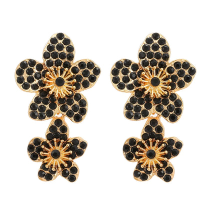 1 Pair Elegant Luxurious Sweet Flower Inlay Zinc Alloy Rhinestones Dangling Earrings