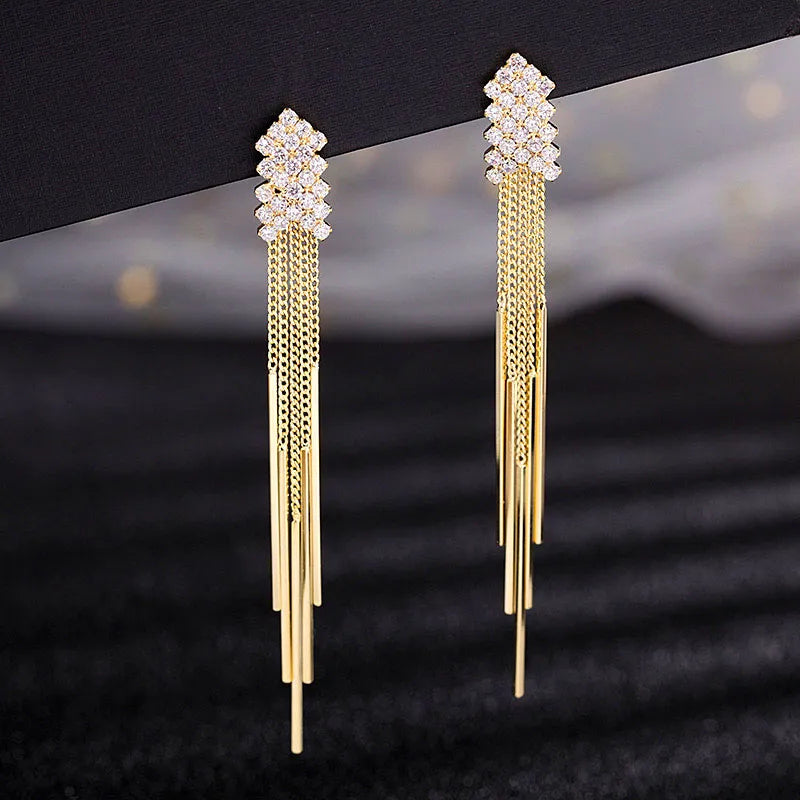 1 Pair Elegant Luxurious Tassel Heart Shape Inlay Copper Alloy Pearl Zircon Drop Earrings