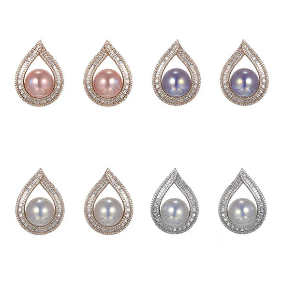 1 Pair Elegant Luxurious XUPING Water Droplets Inlay Copper Artificial Gemstones Artificial Pearls 18K Gold Plated Platinum Plated Ear Studs