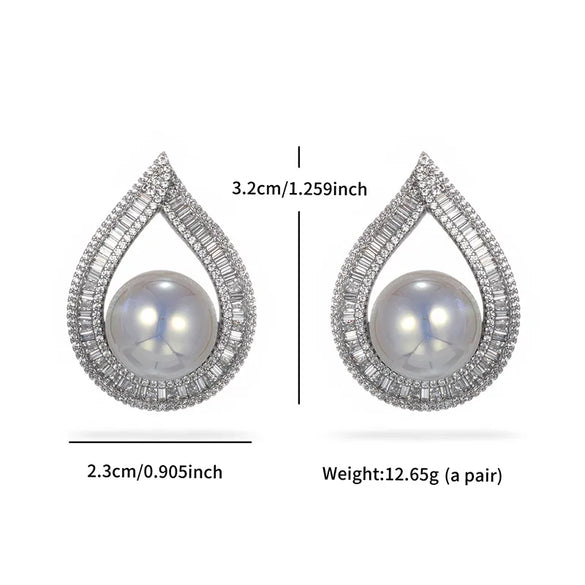 1 Pair Elegant Luxurious XUPING Water Droplets Inlay Copper Artificial Gemstones Artificial Pearls 18K Gold Plated Platinum Plated Ear Studs