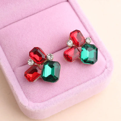 1 Pair Elegant Modern Style Classic Style Geometric Flower Plating Inlay Alloy Crystal Rhinestones Ear Studs