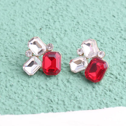 1 Pair Elegant Modern Style Classic Style Geometric Flower Plating Inlay Alloy Crystal Rhinestones Ear Studs