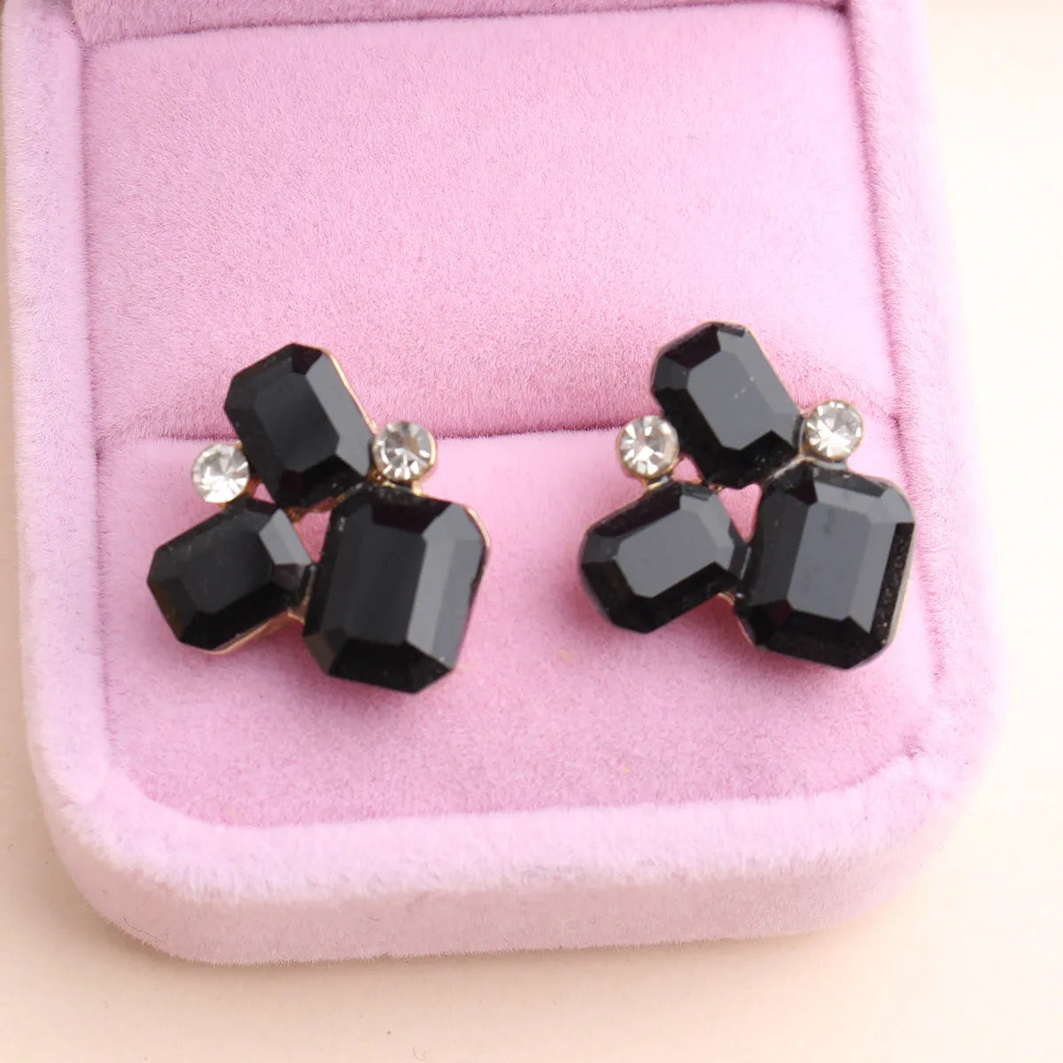 1 Pair Elegant Modern Style Classic Style Geometric Flower Plating Inlay Alloy Crystal Rhinestones Ear Studs