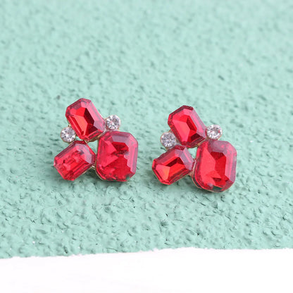 1 Pair Elegant Modern Style Classic Style Geometric Flower Plating Inlay Alloy Crystal Rhinestones Ear Studs