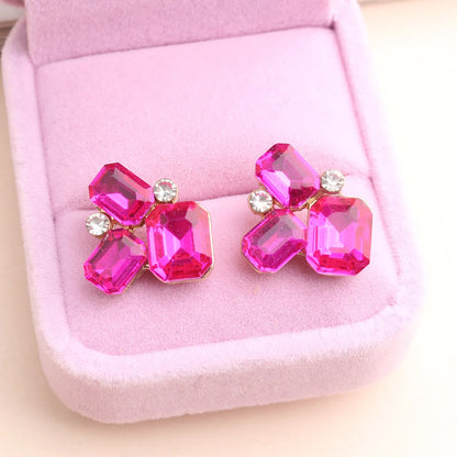 1 Pair Elegant Modern Style Classic Style Geometric Flower Plating Inlay Alloy Crystal Rhinestones Ear Studs