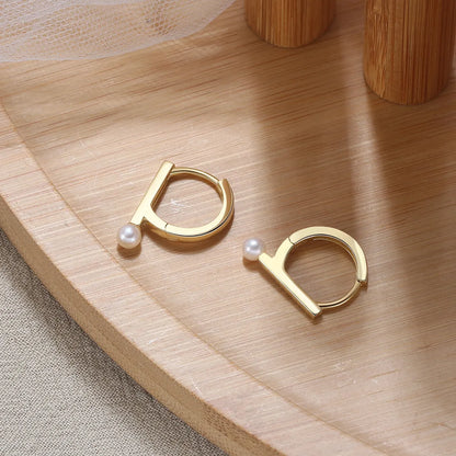 1 Pair Elegant Modern Style Letter Plating Sterling Silver 14k Gold Plated Ear Studs