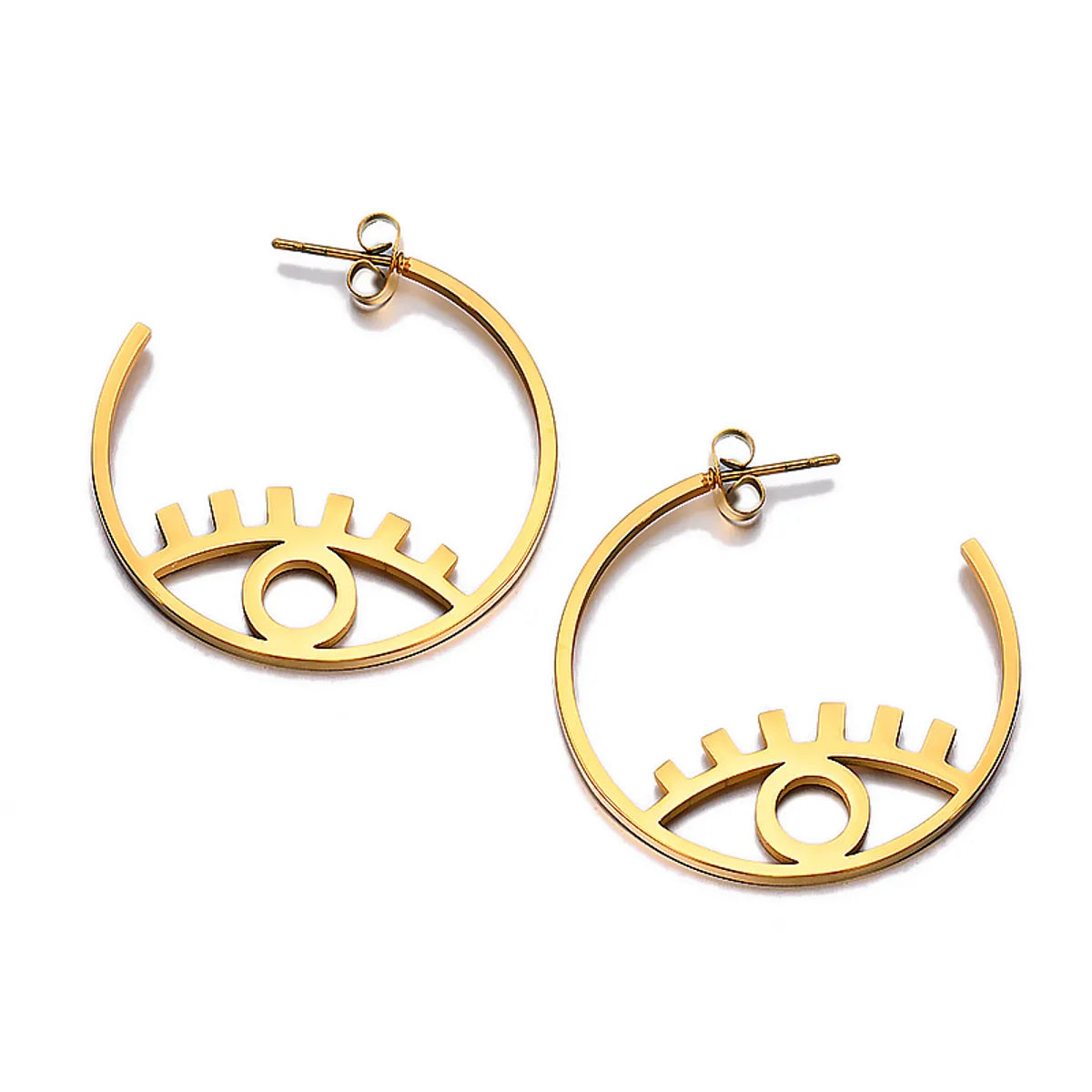 1 Pair Elegant Modern Style Simple Style C Shape Eye Plating 304 Stainless Steel 18K Gold Plated Ear Studs