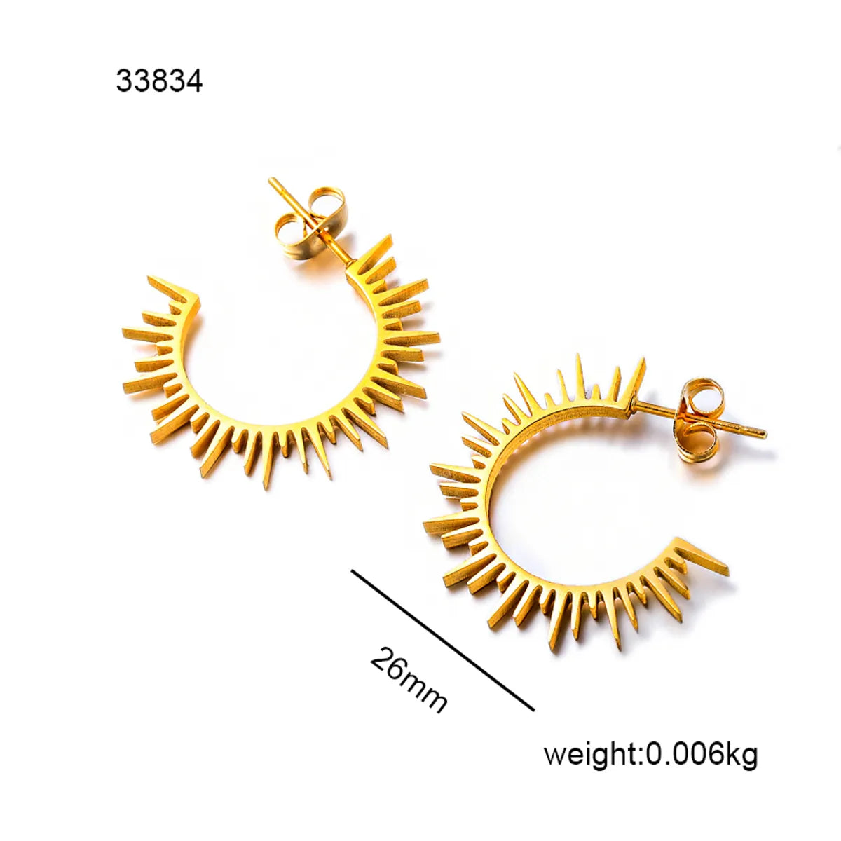 1 Pair Elegant Modern Style Simple Style C Shape Lines Plating 304 Stainless Steel 18K Gold Plated Ear Studs