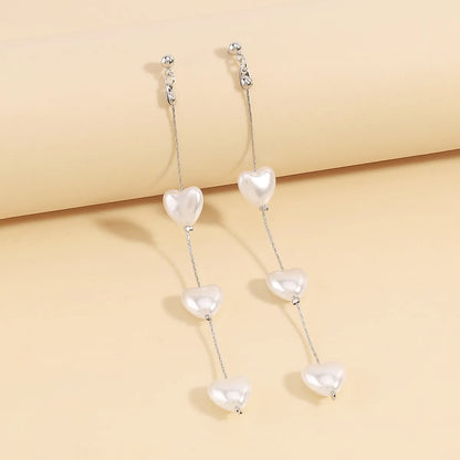 1 Pair Elegant Modern Style Simple Style Heart Shape Imitation Pearl Alloy Drop Earrings