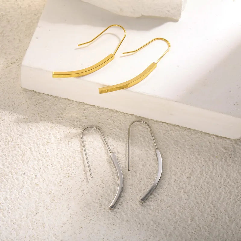 1 Pair Elegant Modern Style Simple Style Lines 304 Stainless Steel 18K Gold Plated Ear Hook