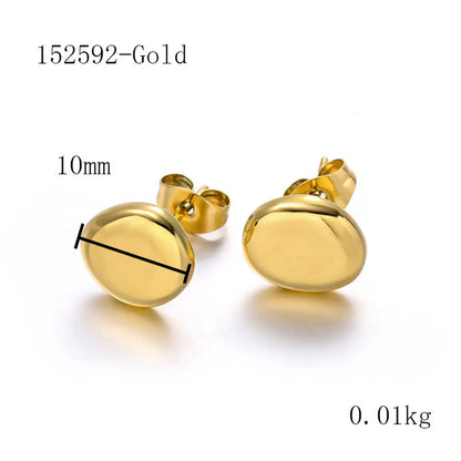 1 Pair Elegant Modern Style Simple Style Oval Plating 304 Stainless Steel 18K Gold Plated Ear Studs