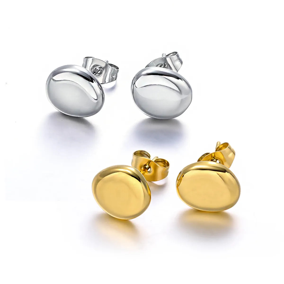 1 Pair Elegant Modern Style Simple Style Oval Plating 304 Stainless Steel 18K Gold Plated Ear Studs