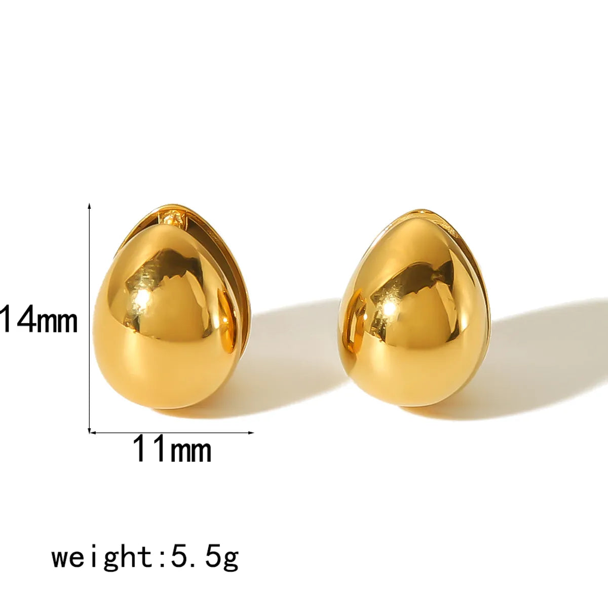 1 Pair Elegant Oval Enamel Stainless Steel 18K Gold Plated Ear Studs