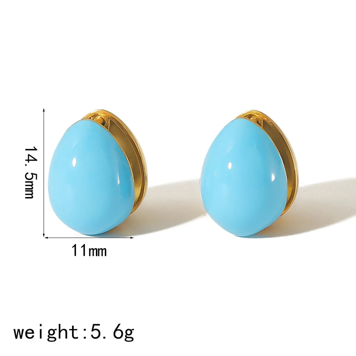 1 Pair Elegant Oval Enamel Stainless Steel 18K Gold Plated Ear Studs