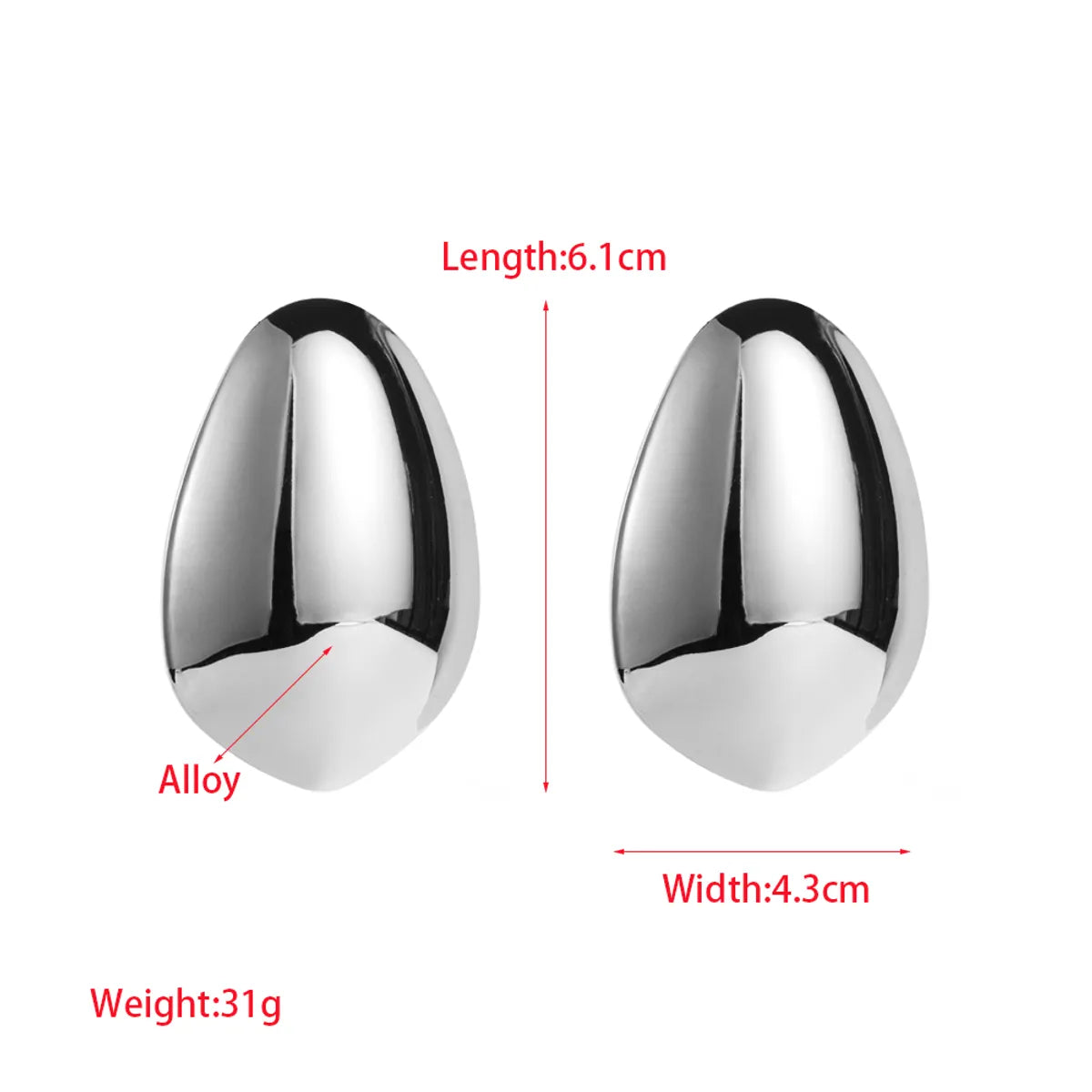 1 Pair Elegant Oval Plating Alloy Ear Studs