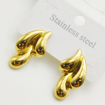 1 Pair Elegant Paisley Water Droplets 304 Stainless Steel 18K Gold Plated Ear Studs