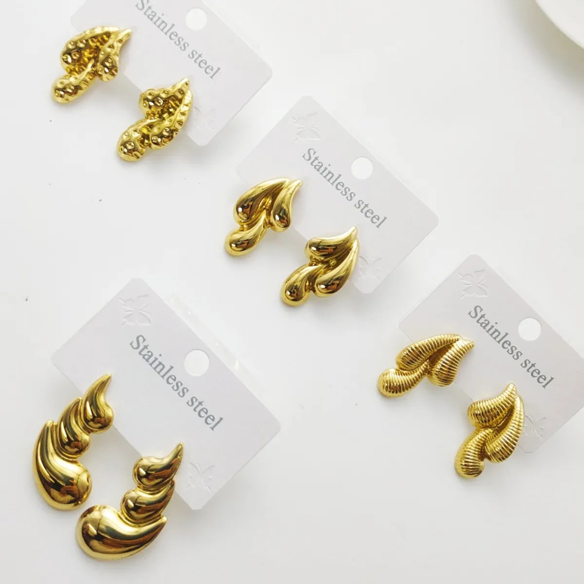 1 Pair Elegant Paisley Water Droplets 304 Stainless Steel 18K Gold Plated Ear Studs