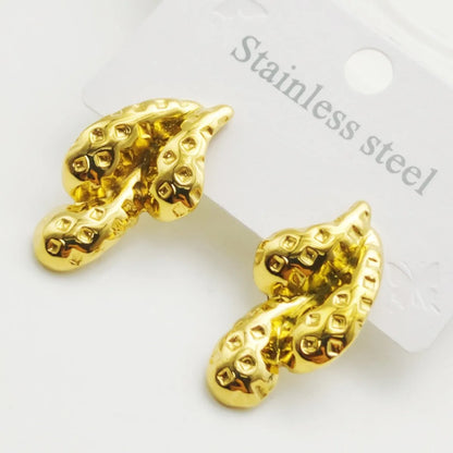 1 Pair Elegant Paisley Water Droplets 304 Stainless Steel 18K Gold Plated Ear Studs