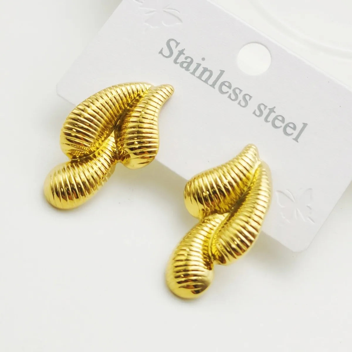 1 Pair Elegant Paisley Water Droplets 304 Stainless Steel 18K Gold Plated Ear Studs