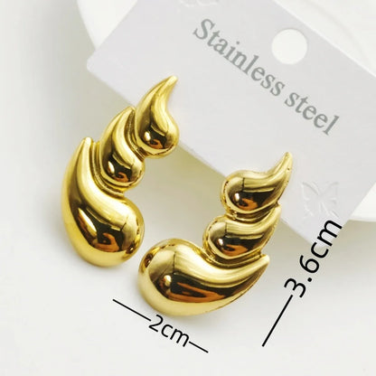 1 Pair Elegant Paisley Water Droplets 304 Stainless Steel 18K Gold Plated Ear Studs