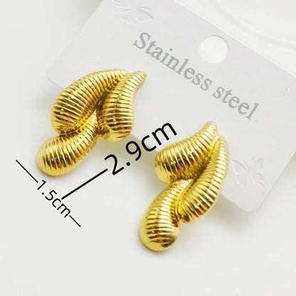 1 Pair Elegant Paisley Water Droplets 304 Stainless Steel 18K Gold Plated Ear Studs