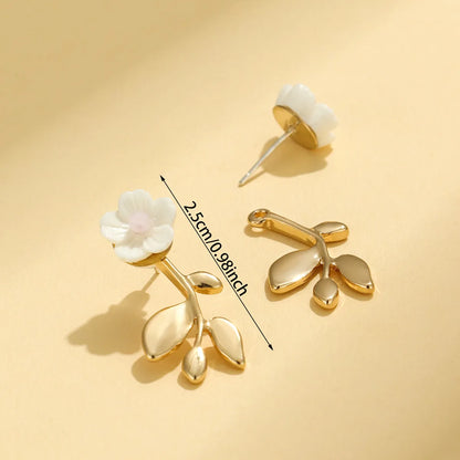 1 Pair Elegant Pastoral Leaves Heart Shape Flower Tassel Inlay Synthetic Resin Rhinestones Gold Plated Silver Plated Drop Earrings